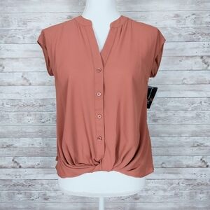 INC Sleeveless Top PP Front Twist Rich Umber 733